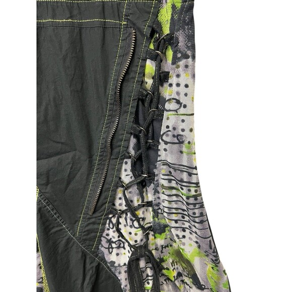 Vintage CACHE Y2K Black Green Graphic Asymmetrical Dress Goth Indie Grunge 40 - Picture 5 of 14